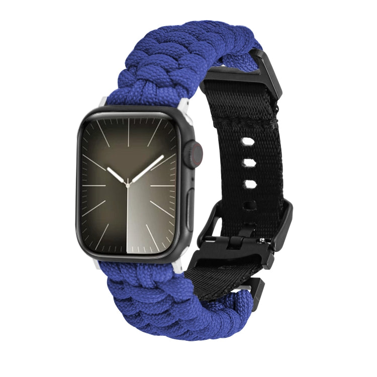 For Apple Watch Series 9 45mm Paracord Plain Braided Webbing Buckle Watch Band(Blue) - free shipping - PMC TechLife - Order now!
