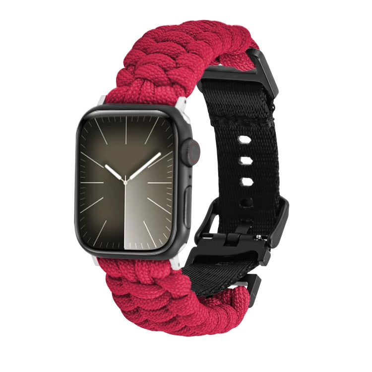 For Apple Watch SE 44mm Paracord Plain Braided Webbing Buckle Watch Band(Red) - free shipping - PMC TechLife - Order now!