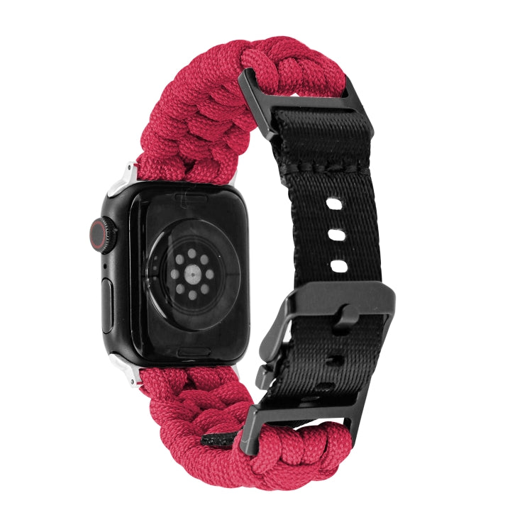 For Apple Watch SE 44mm Paracord Plain Braided Webbing Buckle Watch Band(Red) - free shipping - PMC TechLife - Order now!