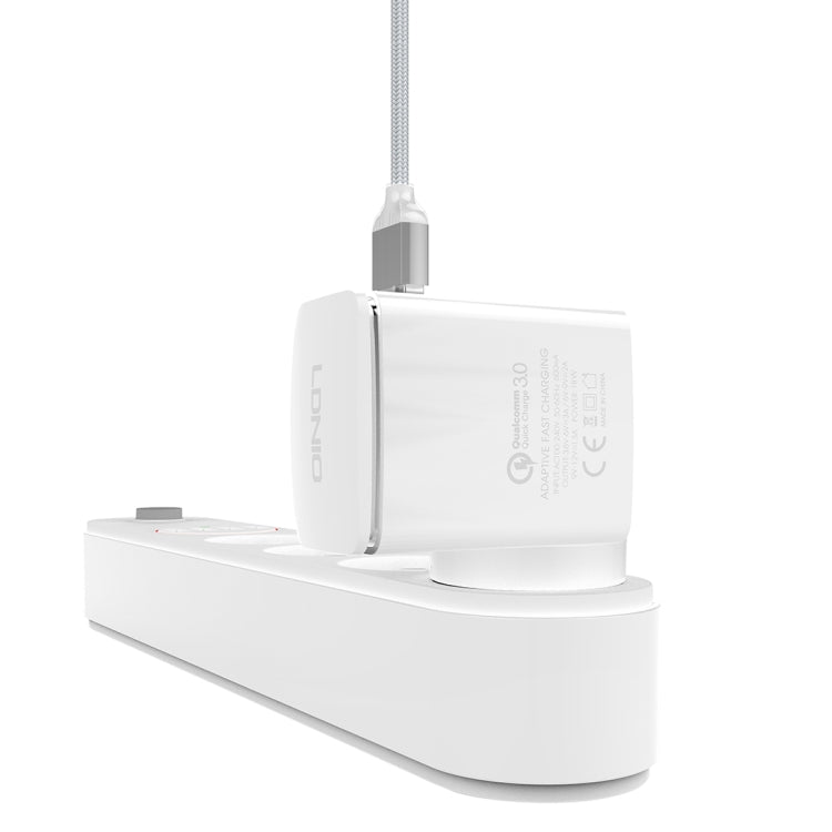LDNIO A1301Q 2 in 1 18W QC3.0 USB Interface Travel Charger Mobile Phone Charger with Type-C / USB-C Data Cable, EU Plug - free shipping - PMC TechLife - Order now!