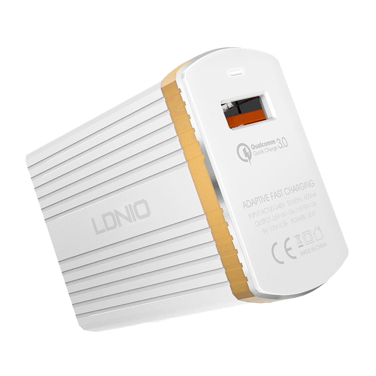 LDNIO A1302Q 2 in 1 18W QC3.0 USB Interface Grid Shape Travel Charger Mobile Phone Charger with Type-C / USB-C Data Cable, EU Plug - free shipping - PMC TechLife - Order now!