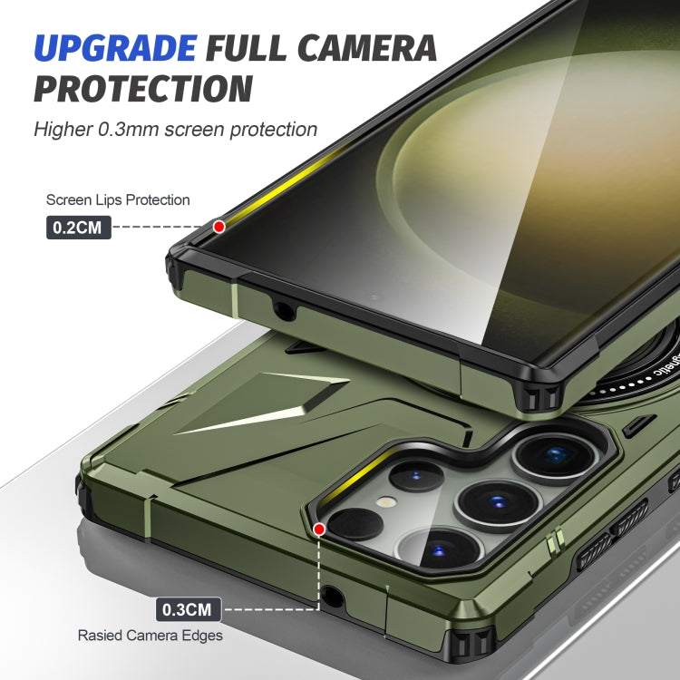 For Samsung Galaxy S23 5G MagSafe Magnetic Shockproof Phone Case with Ring Holder(Dark Green) - Galaxy S23 5G Cases by PMC TechLife | Online Shopping South Africa | PMC TechLife