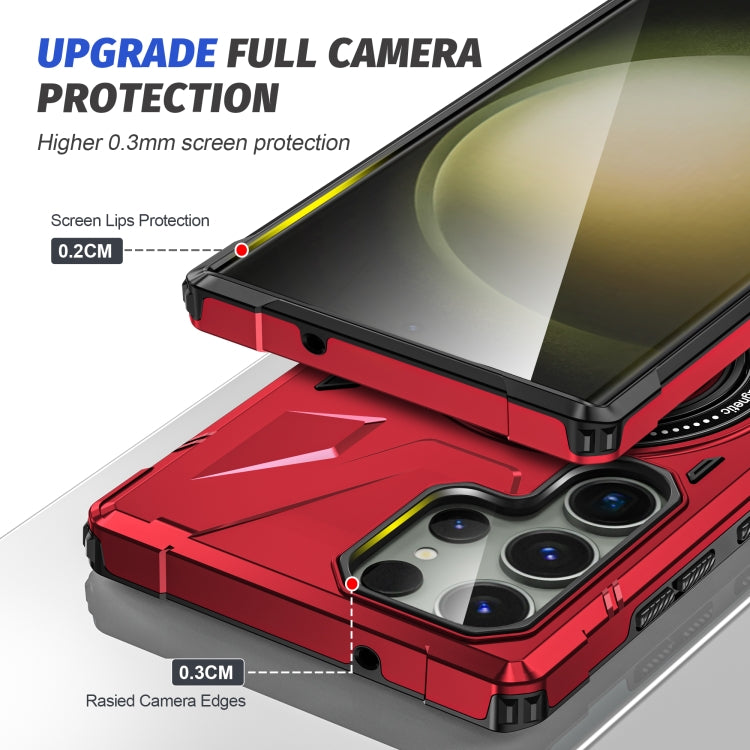 For Samsung Galaxy S23+ 5G MagSafe Magnetic Shockproof Phone Case with Ring Holder(Red) - Galaxy S23+ 5G Cases by PMC TechLife | Online Shopping South Africa | PMC TechLife