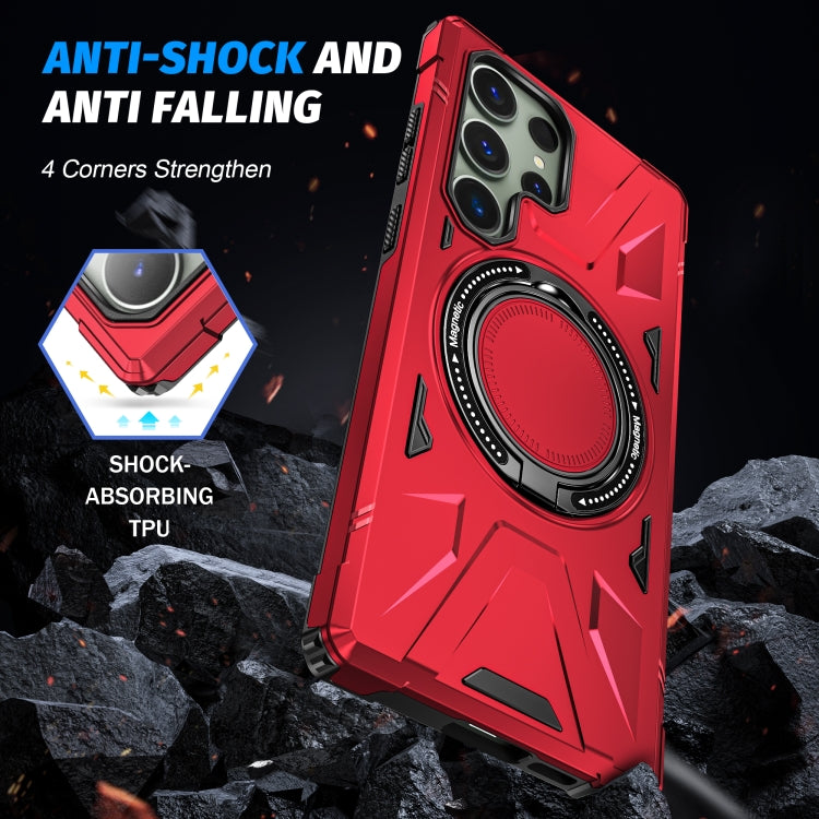 For Samsung Galaxy S23 Ultra 5G MagSafe Magnetic Shockproof Phone Case with Ring Holder(Red) - Galaxy S23 Ultra 5G Cases by PMC Jewellery | Online Shopping South Africa | PMC Jewellery