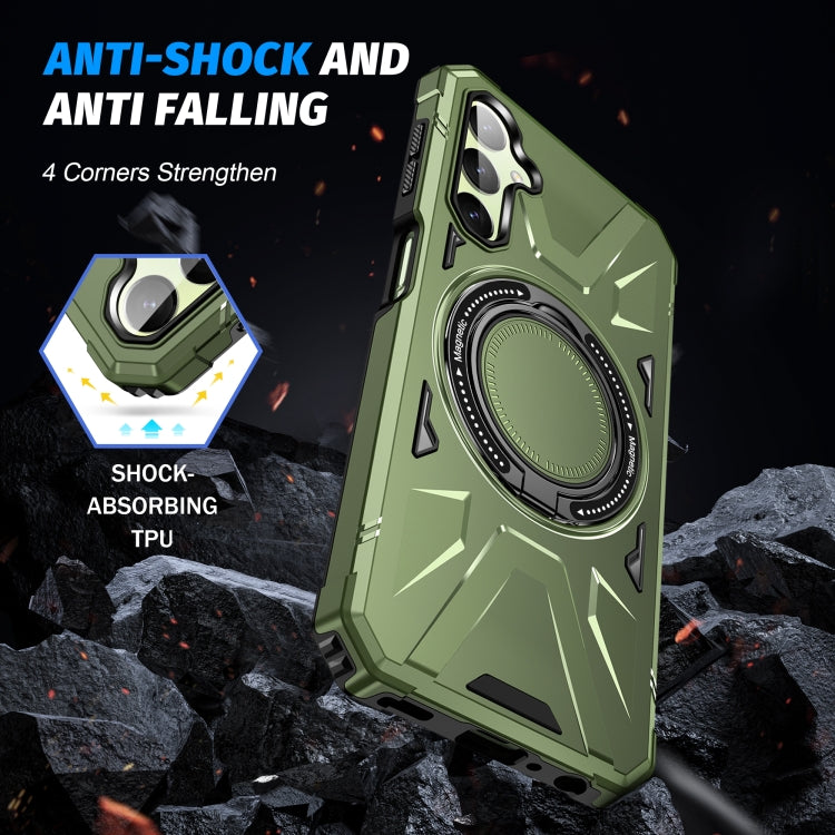 For Samsung Galaxy A14 4G/5G MagSafe Magnetic Shockproof Phone Case with Ring Holder(Dark Green) - Galaxy Phone Cases by PMC TechLife | Online Shopping South Africa | PMC TechLife