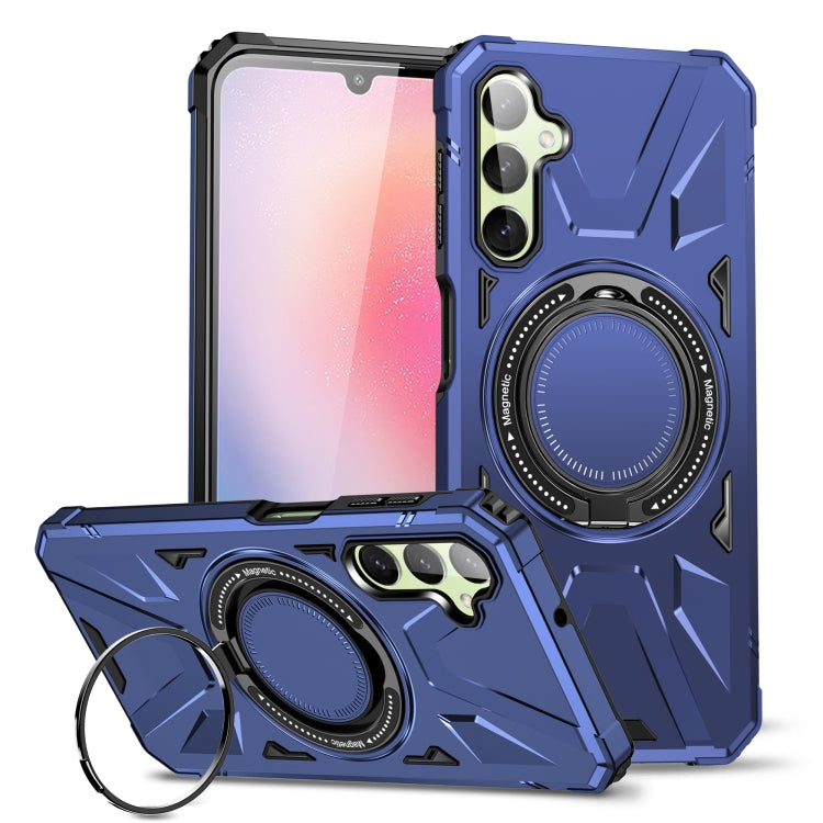 For Samsung Galaxy A24 5G MagSafe Magnetic Shockproof Phone Case with Ring Holder(Navy Blue) - Galaxy Phone Cases by PMC TechLife | Online Shopping South Africa | PMC TechLife