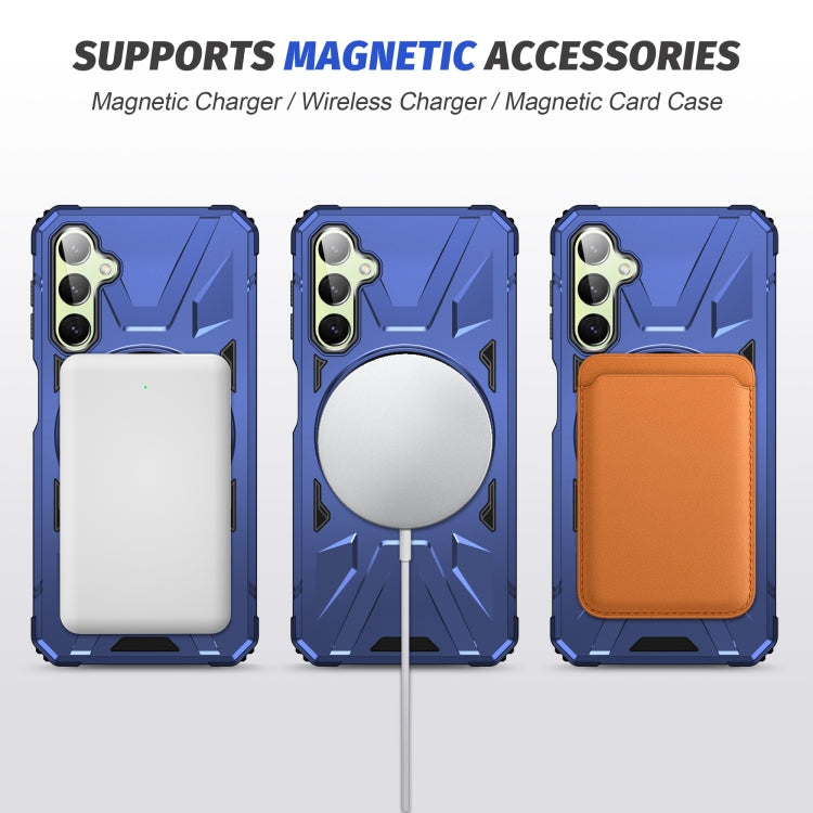 For Samsung Galaxy A24 5G MagSafe Magnetic Shockproof Phone Case with Ring Holder(Navy Blue) - Galaxy Phone Cases by PMC TechLife | Online Shopping South Africa | PMC TechLife