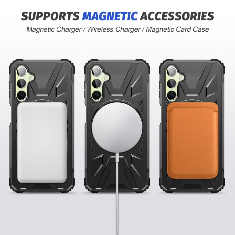 For Samsung Galaxy A24 5G MagSafe Magnetic Shockproof Phone Case with Ring Holder(Black) - Galaxy Phone Cases by PMC TechLife | Online Shopping South Africa | PMC TechLife