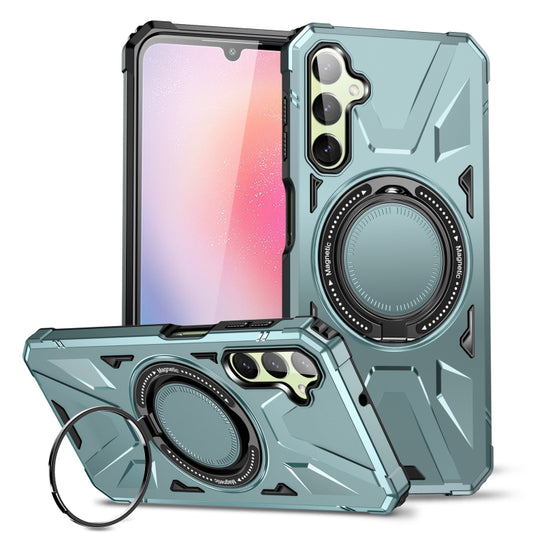 For Samsung Galaxy A24 5G MagSafe Magnetic Shockproof Phone Case with Ring Holder(Green) - Galaxy Phone Cases by PMC Jewellery | Online Shopping South Africa | PMC Jewellery