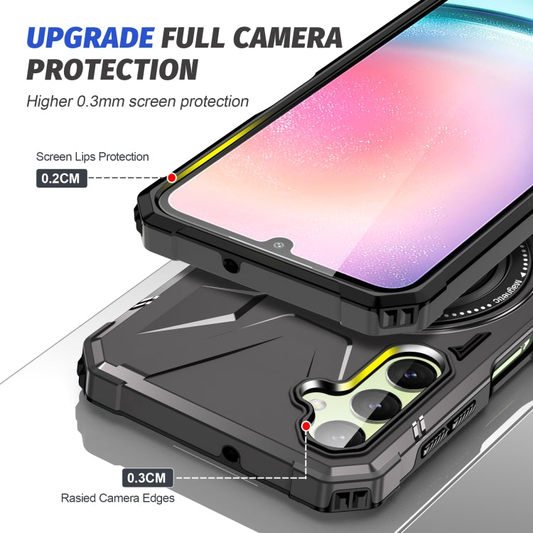 For Samsung Galaxy A24 5G MagSafe Magnetic Shockproof Phone Case with Ring Holder(Dark Grey) - Galaxy Phone Cases by PMC TechLife | Online Shopping South Africa | PMC TechLife