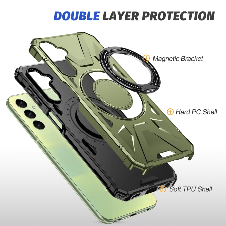 For Samsung Galaxy A24 5G MagSafe Magnetic Shockproof Phone Case with Ring Holder(Dark Green) - Galaxy Phone Cases by PMC TechLife | Online Shopping South Africa | PMC TechLife