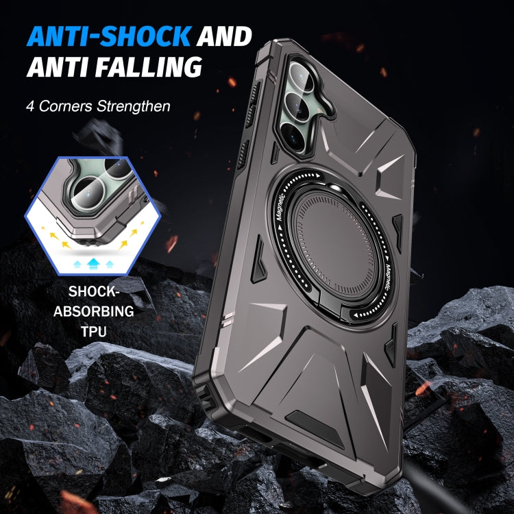 For Samsung Galaxy A15 MagSafe Magnetic Shockproof Phone Case with Ring Holder(Dark Grey) - Galaxy Phone Cases by PMC TechLife | Online Shopping South Africa | PMC TechLife