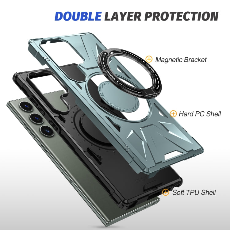 For Samsung Galaxy S24 Ultra 5G MagSafe Magnetic Shockproof Phone Case with Ring Holder(Green) - Galaxy S24 Ultra 5G Cases by PMC TechLife | Online Shopping South Africa | PMC TechLife