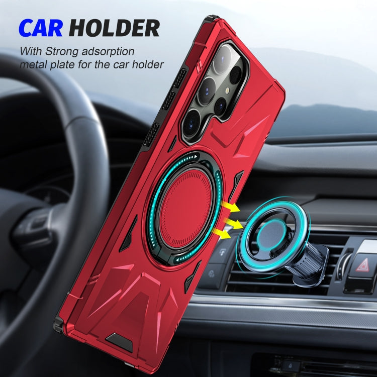 For Samsung Galaxy S24+ 5G MagSafe Magnetic Shockproof Phone Case with Ring Holder(Red) - Galaxy S24+ 5G Cases by PMC TechLife | Online Shopping South Africa | PMC TechLife