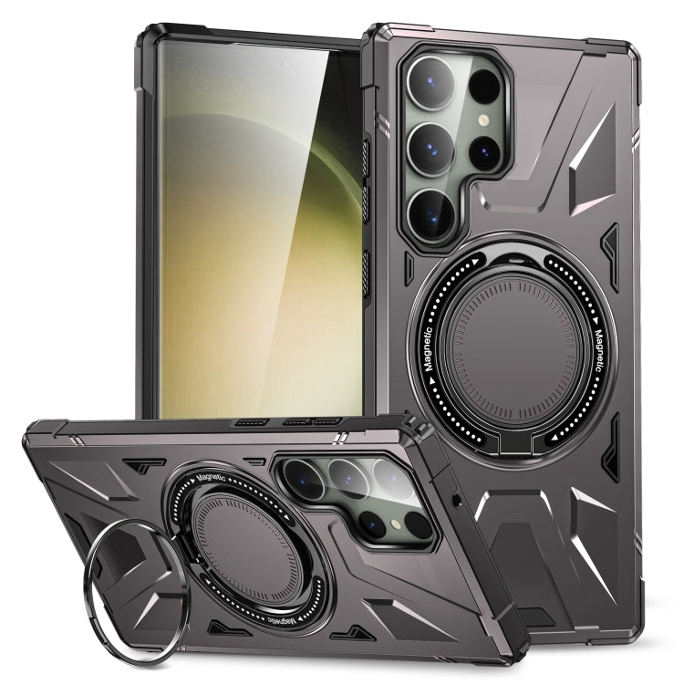 For Samsung Galaxy S24+ 5G MagSafe Magnetic Shockproof Phone Case with Ring Holder(Dark Grey) - Galaxy S24+ 5G Cases by PMC TechLife | Online Shopping South Africa | PMC TechLife