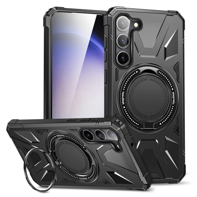 For Samsung Galaxy S24 5G MagSafe Magnetic Shockproof Phone Case with Ring Holder(Black) - Galaxy S24 5G Cases by PMC TechLife | Online Shopping South Africa | PMC TechLife