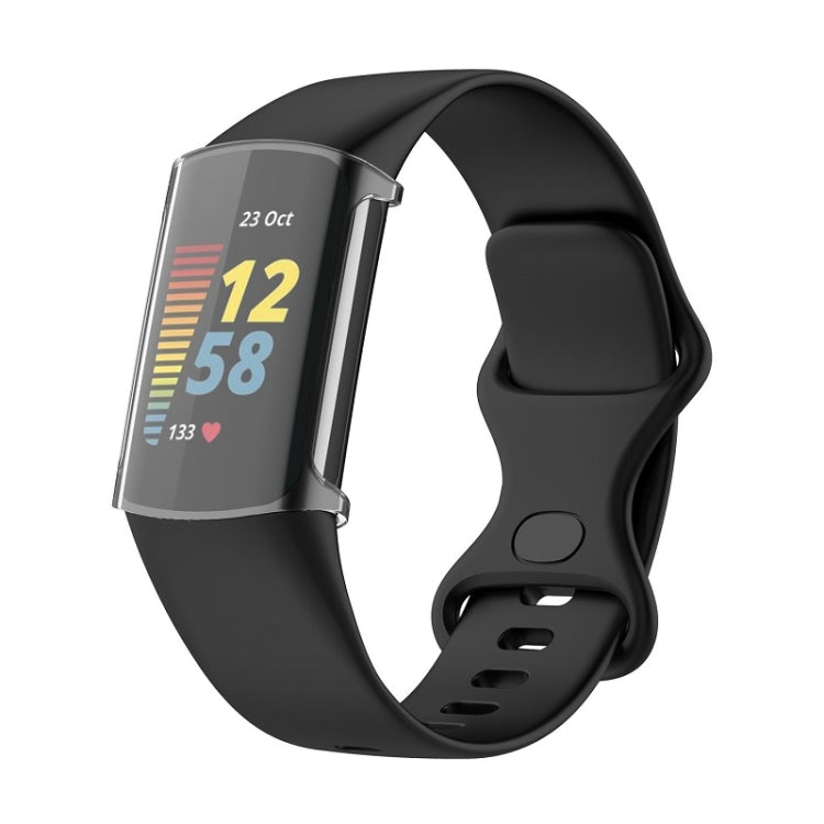 For Fitbit Charge 6 / 5 Full Coverage TPU Electroplated Watch Protective Case(Transparent White) - Watch Cases by PMC TechLife | Online Shopping South Africa | PMC TechLife