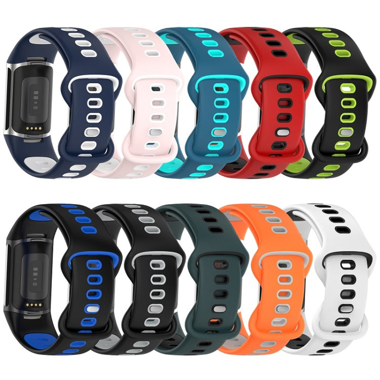 For Fitbit Charge 6 Two Color Silicone Watch Band(Orange Grey) - Watch Bands by PMC TechLife | Online Shopping South Africa | PMC TechLife