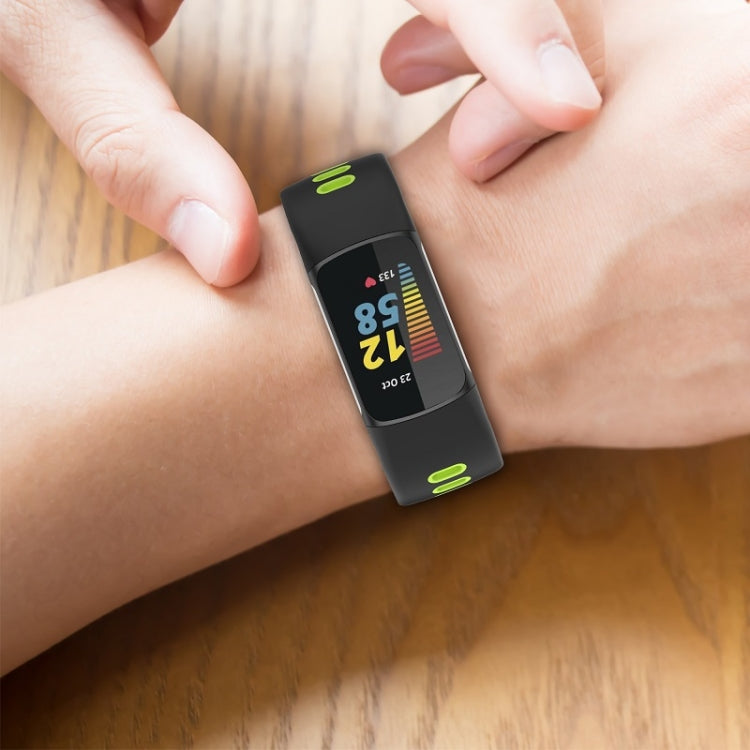For Fitbit Charge 6 Two Color Silicone Watch Band(Black Lime) - Watch Bands by PMC TechLife | Online Shopping South Africa | PMC TechLife