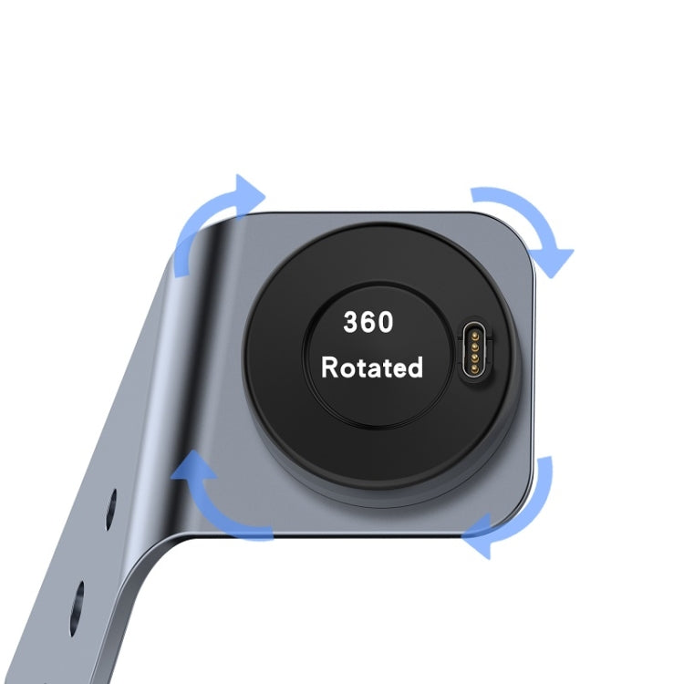 For Venu3 / Venu3S / Vivoactive 5 Portable Metal Charger Holder with Data Function, Right Interface(Grey) - Charger by PMC TechLife | Online Shopping South Africa | PMC TechLife