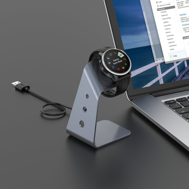 For Venu3 / Venu3S / Vivoactive 5 Portable Metal Charger Holder with Data Function, Right Interface(Grey) - Charger by PMC TechLife | Online Shopping South Africa | PMC TechLife