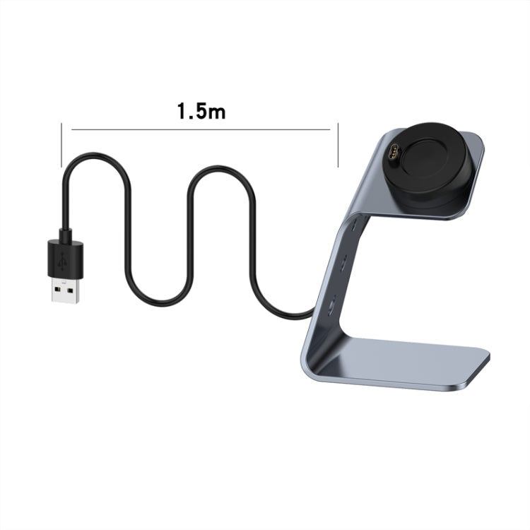 For Venu3 / Venu3S / Vivoactive 5 Portable Metal Charger Holder with Data Function, Left Interface(Grey) - free shipping - PMC TechLife - Order now!