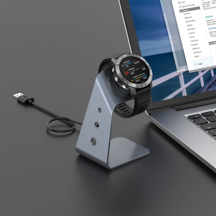 For Venu3 / Venu3S / Vivoactive 5 Portable Metal Charger Holder with Data Function, Left Interface(Grey) - free shipping - PMC TechLife - Order now!