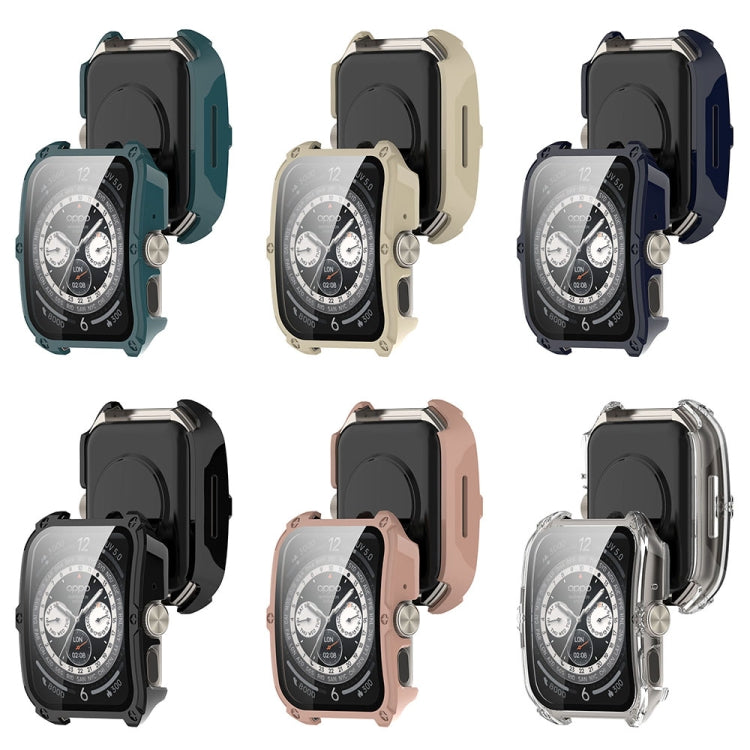 For OPPO Watch 4 Pro PC + Tempered Film Integrated Watch Protective Case(Ivory White) -  by PMC TechLife | Online Shopping South Africa | PMC TechLife
