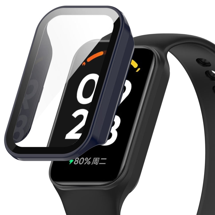 For Xiaomi Smart Band 8 Active / Redmi Band 2 PC + Tempered Film Integrated Watch Protective Case(Ink Blue) - Watch Cases by PMC TechLife | Online Shopping South Africa | PMC TechLife