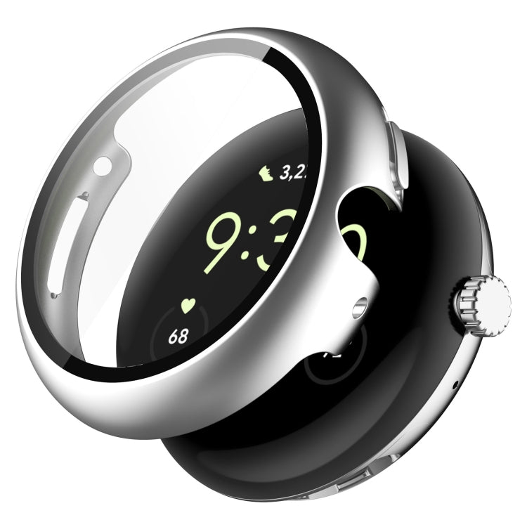 For Google Pixel Watch 2 PC + Tempered Film Integrated Watch Protective Case(Silver) - Watch Cases by PMC TechLife | Online Shopping South Africa | PMC TechLife
