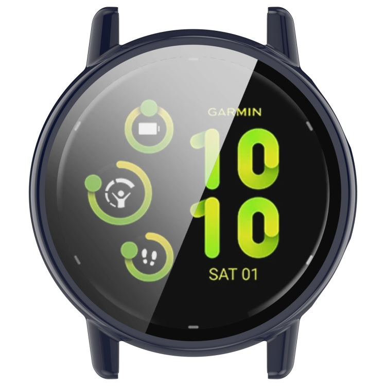 For Garmin vivoactive 5 / Active 5 PC + Tempered Film Integrated Watch Protective Case(Blue) - Watch Cases by PMC TechLife | Online Shopping South Africa | PMC TechLife