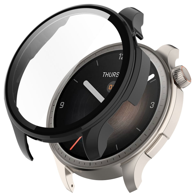 For Amazfit Balance A2286 PC + Tempered Film Integrated Watch Protective Case(Black) - Watch Cases by PMC TechLife | Online Shopping South Africa | PMC TechLife