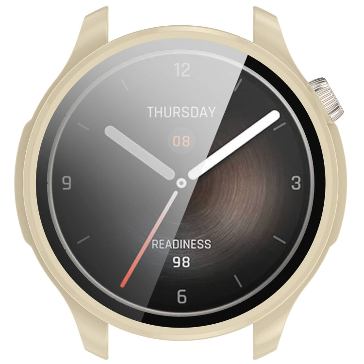 For Amazfit Balance A2286 PC + Tempered Film Integrated Watch Protective Case(Ivory White) - Watch Cases by PMC TechLife | Online Shopping South Africa | PMC TechLife