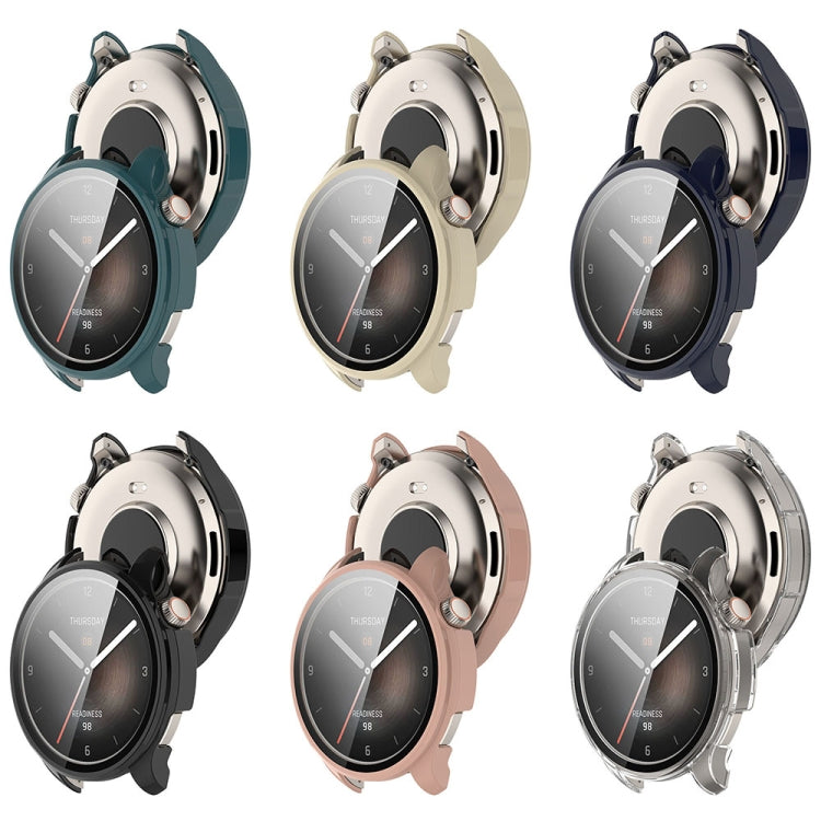 For Amazfit Balance A2286 PC + Tempered Film Integrated Watch Protective Case(Ivory White) - Watch Cases by PMC TechLife | Online Shopping South Africa | PMC TechLife