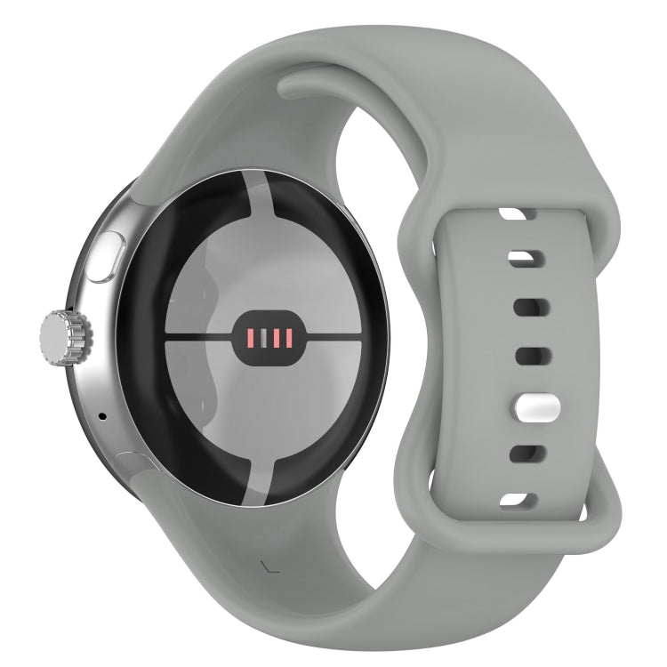 For Google Pixel Watch 2 Solid Color Silicone Watch Band, Size:S Size(Grey) - Watch Bands by PMC TechLife | Online Shopping South Africa | PMC TechLife