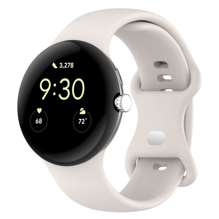 For Google Pixel Watch 2 Solid Color Silicone Watch Band, Size:L Size(Creamy White) - Watch Bands by PMC TechLife | Online Shopping South Africa | PMC TechLife