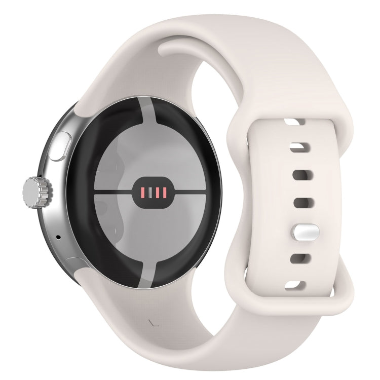 For Google Pixel Watch 2 Solid Color Silicone Watch Band, Size:L Size(Creamy White) - Watch Bands by PMC TechLife | Online Shopping South Africa | PMC TechLife