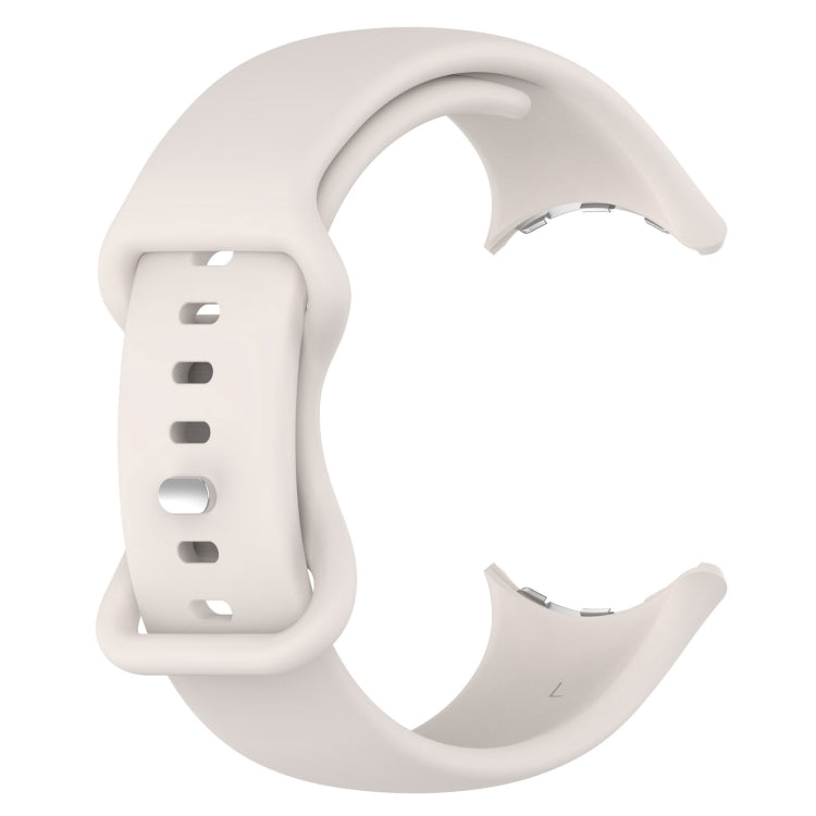 For Google Pixel Watch 2 Solid Color Silicone Watch Band, Size:L Size(Creamy White) - Watch Bands by PMC TechLife | Online Shopping South Africa | PMC TechLife