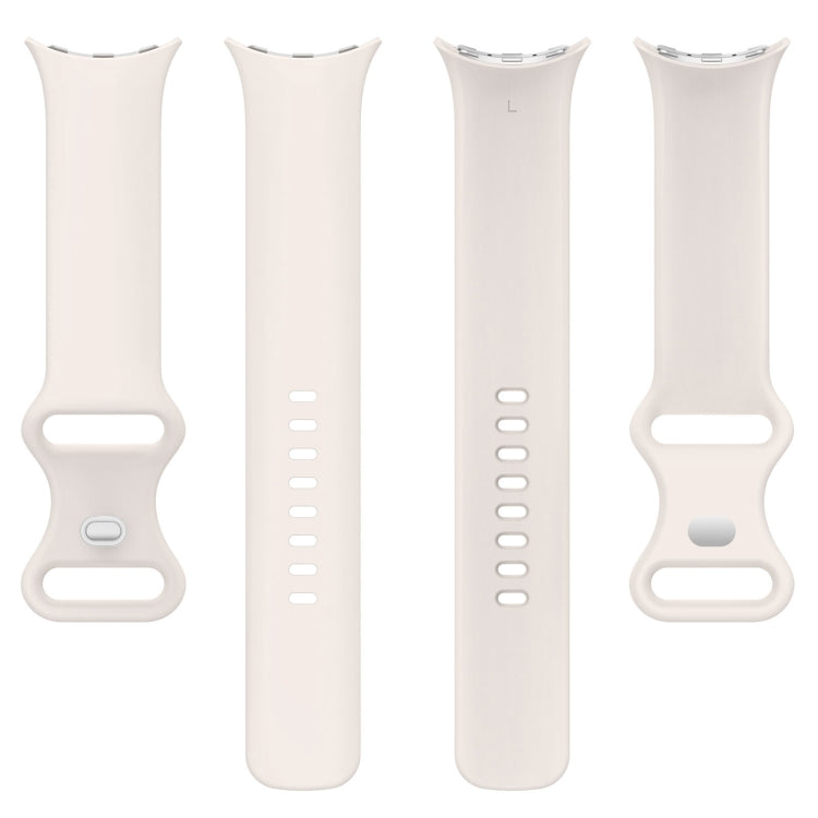For Google Pixel Watch 2 Solid Color Silicone Watch Band, Size:L Size(Creamy White) - Watch Bands by PMC TechLife | Online Shopping South Africa | PMC TechLife