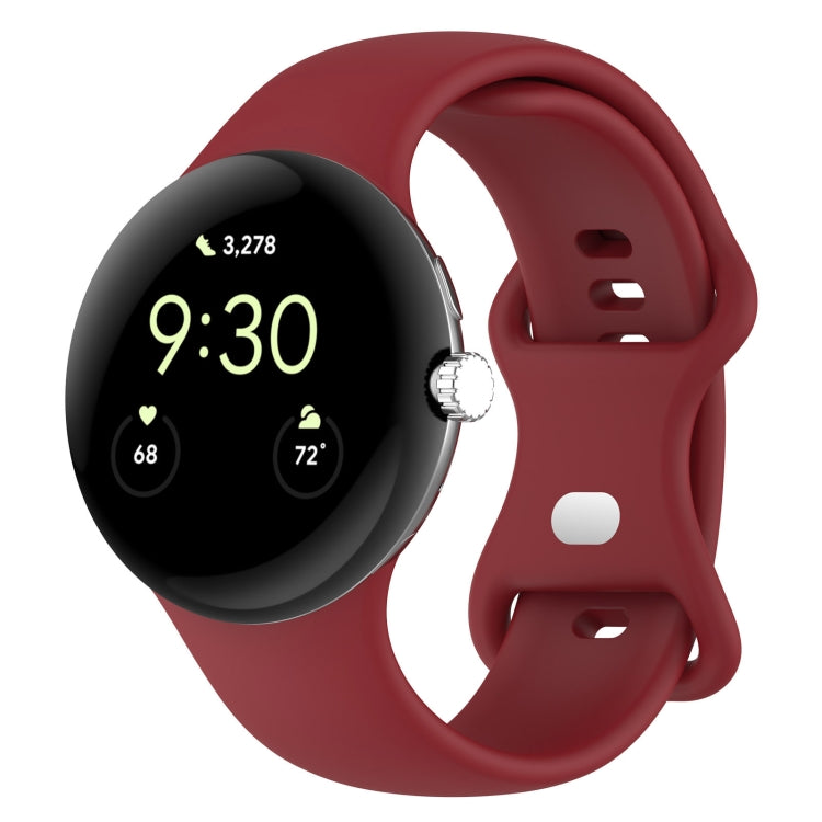 For Google Pixel Watch 2 Solid Color Silicone Watch Band, Size:L Size(Red) - Watch Bands by PMC TechLife | Online Shopping South Africa | PMC TechLife