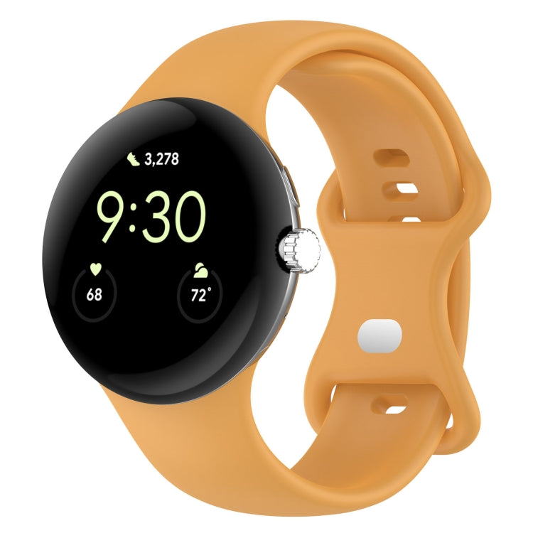 For Google Pixel Watch 2 Solid Color Silicone Watch Band, Size:L Size(Yellow) - Watch Bands by PMC TechLife | Online Shopping South Africa | PMC TechLife