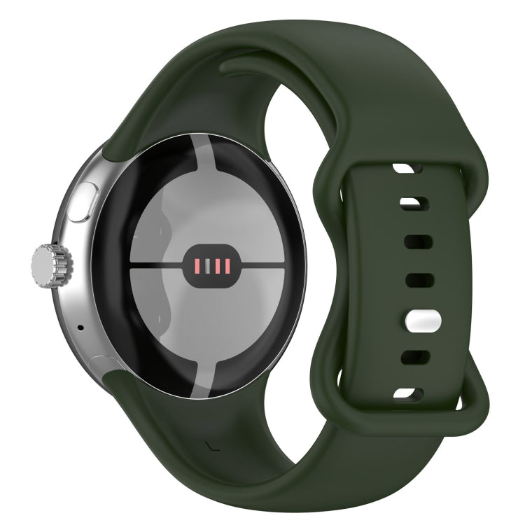 For Google Pixel Watch 2 Solid Color Silicone Watch Band, Size:L Size(Green) - Watch Bands by PMC TechLife | Online Shopping South Africa | PMC TechLife