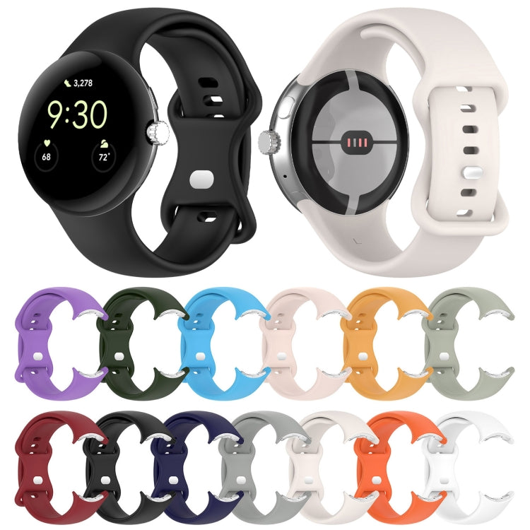 For Google Pixel Watch 2 Solid Color Silicone Watch Band, Size:L Size(White) - Watch Bands by PMC TechLife | Online Shopping South Africa | PMC TechLife