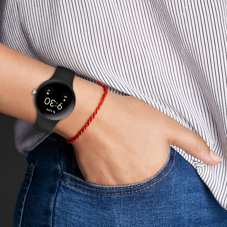 For Google Pixel Watch 2 Solid Color Silicone Watch Band, Size:S Size(Yellow) - Watch Bands by PMC TechLife | Online Shopping South Africa | PMC TechLife