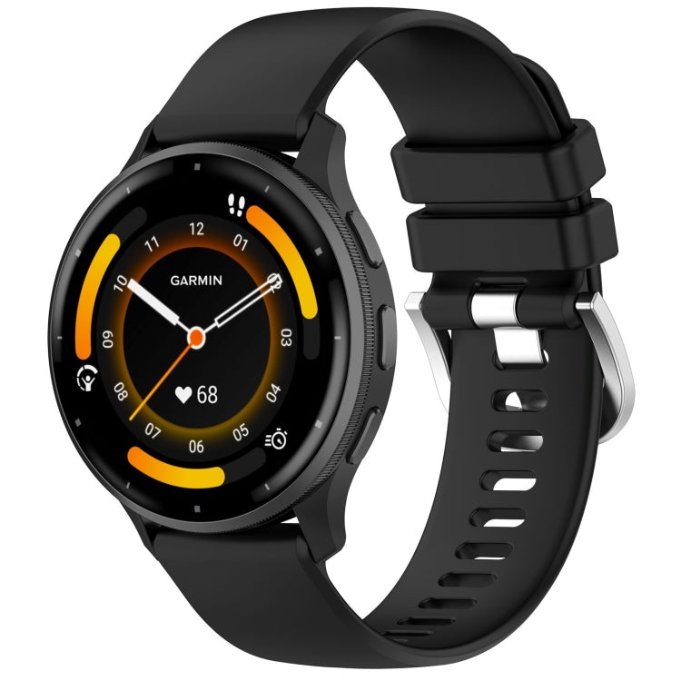 For Garmin Venu 3 Liquid Glossy Silver Buckle Silicone Watch Band(Black) - Watch Bands by PMC TechLife | Online Shopping South Africa | PMC TechLife