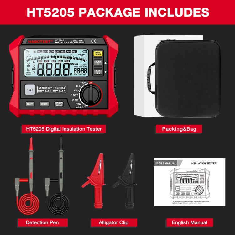 HABOTEST HT5205 Insulation Resistor Tester - free shipping - PMC TechLife - Order now!