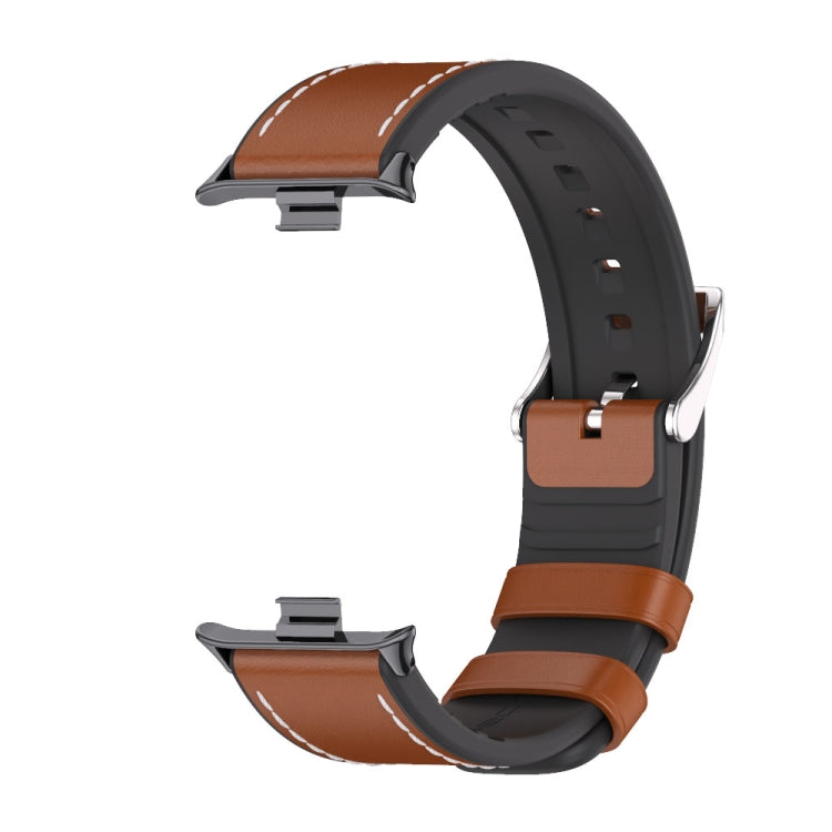 For Xiaomi Mi Band 8 Pro Mijobs TPU Leather Watch Band(Brown Black) - Watch Bands by MIJOBS | Online Shopping South Africa | PMC Jewellery
