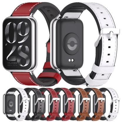 For Xiaomi Mi Band 8 Pro Mijobs TPU Leather Watch Band(White Silver) - Watch Bands by MIJOBS | Online Shopping South Africa | PMC Jewellery