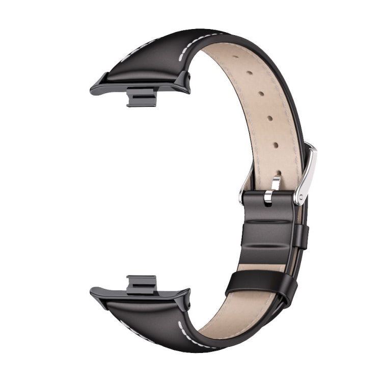 For Xiaomi Mi Band 8 Pro Mijobs Genuine Leather Slim Watch Band(Black) - Watch Bands by MIJOBS | Online Shopping South Africa | PMC TechLife