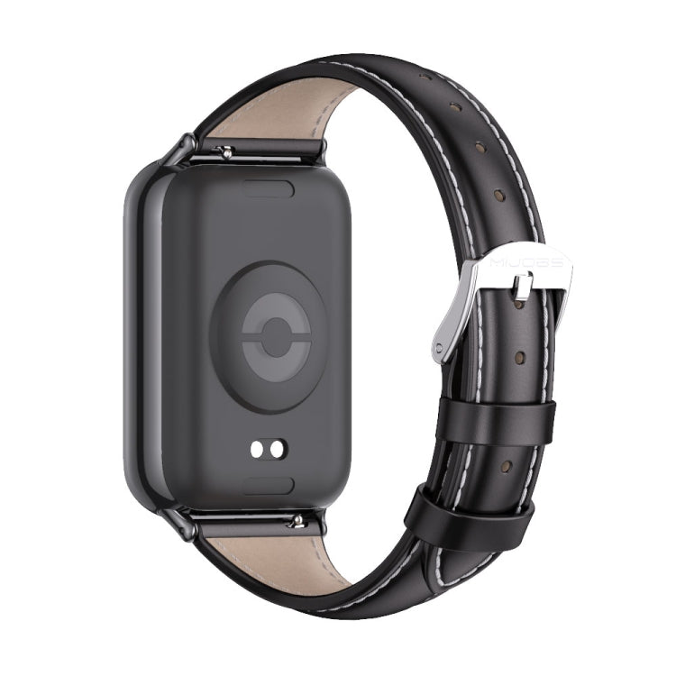 For Xiaomi Mi Band 8 Pro Mijobs Genuine Leather Slim Watch Band(Black) - Watch Bands by MIJOBS | Online Shopping South Africa | PMC TechLife